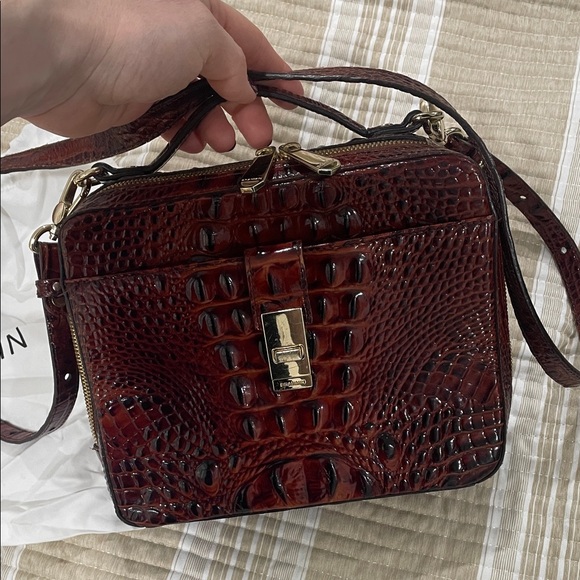 Brahmin Evie Melbourne Croc-Embossed Crossbody Bag Top Handle Satchel - Picture 13 of 16